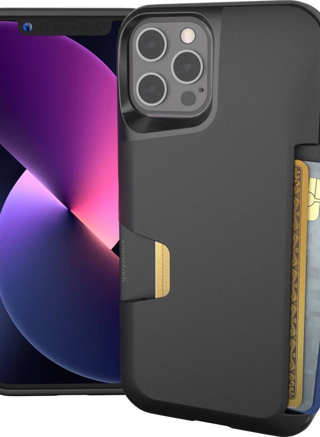 Smartish ® iPhone 12/12 Pro Wallet Case - Wallet Slayer Vol. 1 [Slim Thin + Protective] Credit Card Cash Holder - Drop Tested Hidden Card Slot Cover Compatible with Apple iPhone 12 - Black Tie Affair - Image 1